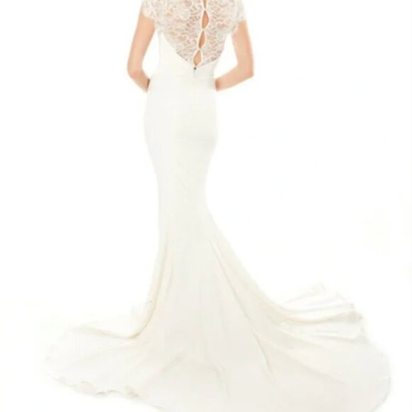 BHLDN Nicole Miller Gown Lauren Lace Back Bridal Wedding Gown Dress Train size 0 - Picture 10 of 16